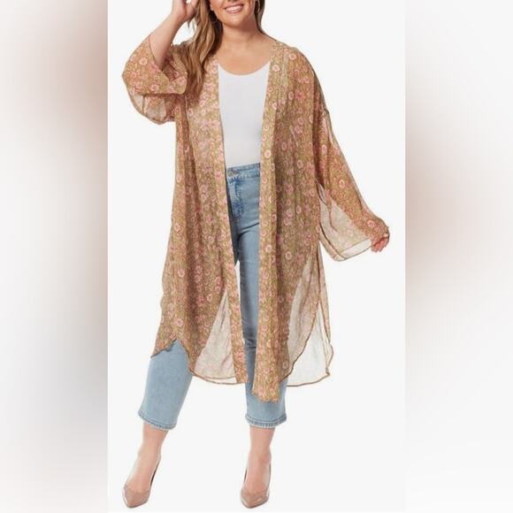 NWT Jessica Simpson Trendy Blaine Floral Printed Kimono Boho Style Size 3X - Picture 1 of 4